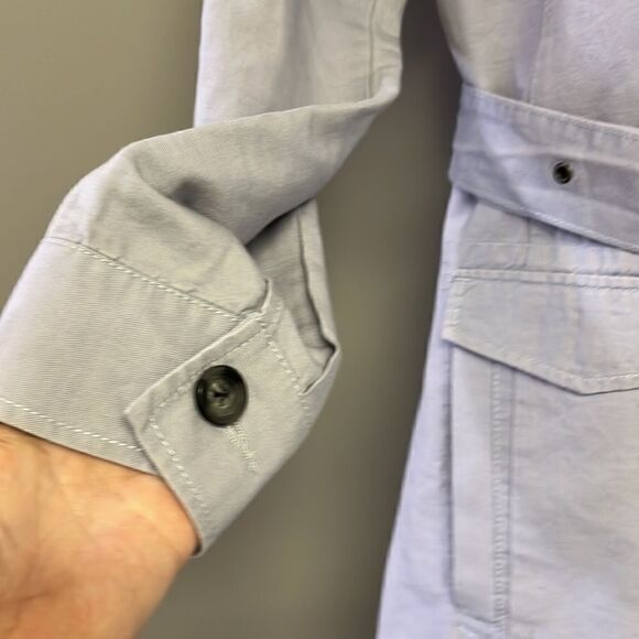 cabi  Tanner Linen Trench Coat Light Blue/Purple Silver Lake Medium #5296 - Picture 12 of 16